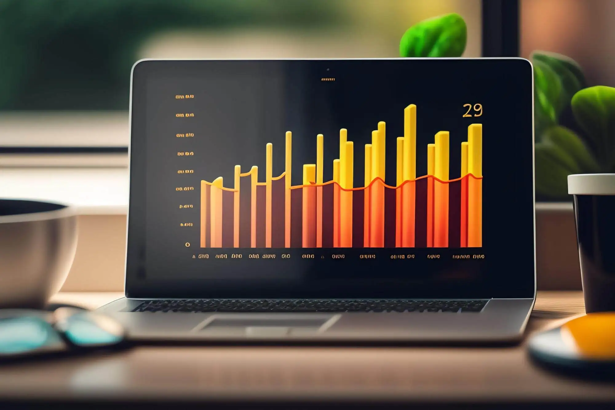 A-laptop-with-a-graph-on-the-screen